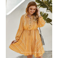 European and American Large size women's spring and summer long sleeve dresses 2020 new Bohemian dresses